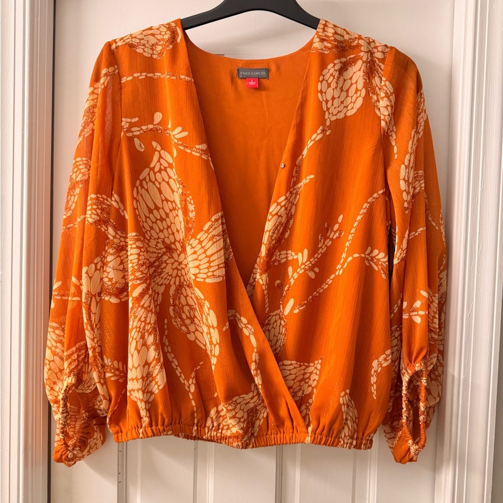 Vince Camuto Small Orange Floral Top
